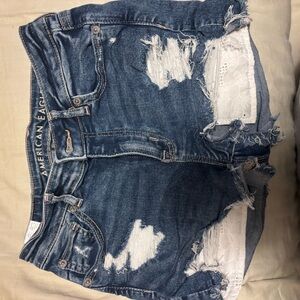 American Eagle Outfitters Women's Ripped Blue Jean Shorts